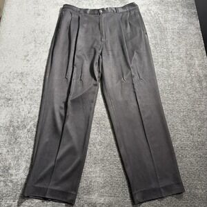 Tommy Bahama Silk Pants Men's 38x32 Black Relax Button Dress Pleated Trousers